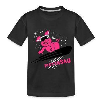 Pistensau - Ski - Snowboard - Sports d'hiver 3C - T-shirt bio Premium Enfant - noir - Devant
