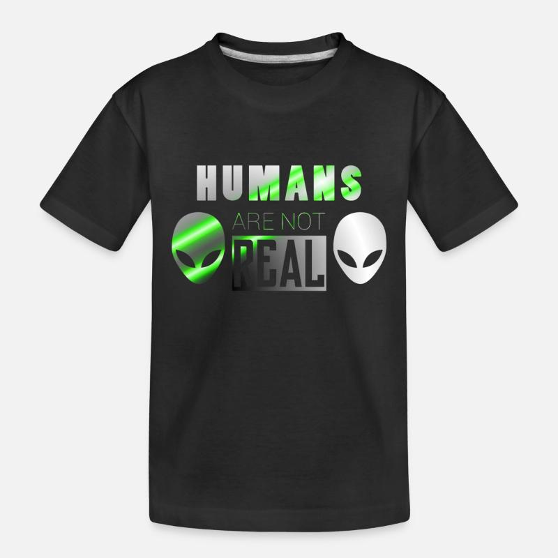 Menschen real | Alien Ufo Raumschiff Geschenkidee - Kinder Premium Bio T-Shirt - Schwarz