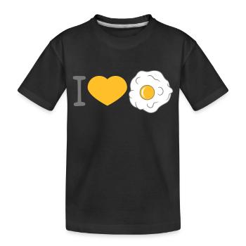 j'aime coeur amour oeuf au plat cuisiner frire nourriture oeuf - T-shirt bio Premium Enfant - noir - Devant