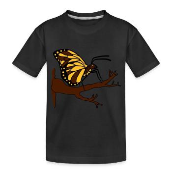 schmetterling auf ast baum wald insekt fluegel - Kinder Premium Bio T-Shirt - Schwarz - Vorne