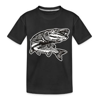 Hecht mit kontur - Kinder Premium Bio T-Shirt - Schwarz - Vorne