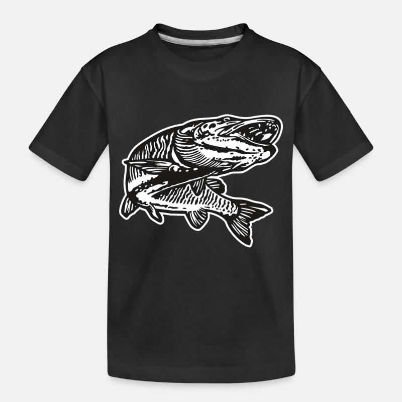 Hecht mit kontur - Kinder Premium Bio T-Shirt - Schwarz