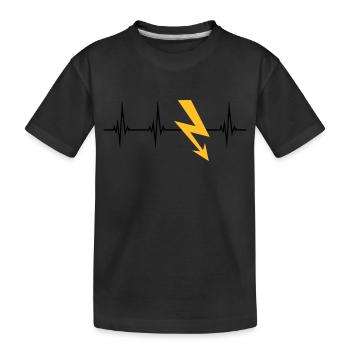 strom puls herzschlag frequenz elektrisch blitz en - Kinder Premium Bio T-Shirt - Schwarz - Vorne