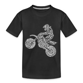 Motorcross Bike - Motorrad im Sprung - Kinder Premium Bio T-Shirt - Schwarz - Vorne