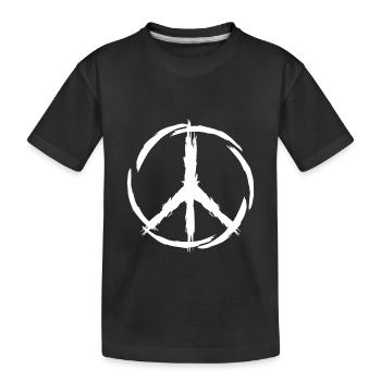 Peace symbol white brush - Kids' Premium Organic T-Shirt - black - Front
