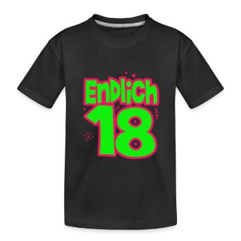 18. Geburtstag - Endlich 18 - Kinder Premium Bio T-Shirt - Schwarz - Vorne
