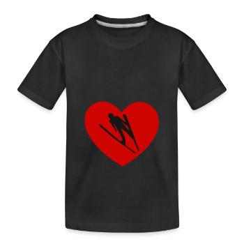 Skisprung Herz Skispringen Skifliegen Ski Schanze - Kinder Premium Bio T-Shirt - Schwarz - Vorne