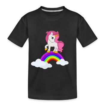 mignon licorne arc en ciel licorne nuage fille - T-shirt bio Premium Enfant - noir - Devant