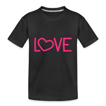 Love heart romantic - Kids' Premium Organic T-Shirt - black - Front