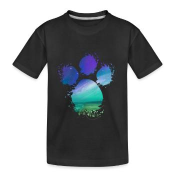 Polarlichter Hundepfote Farbfleck Splash - Kinder Premium Bio T-Shirt - Schwarz - Vorne