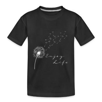 Enjoy Life Pusteblume Löwenzahn Leichtigkeit - Kinder Premium Bio T-Shirt - Schwarz - Vorne