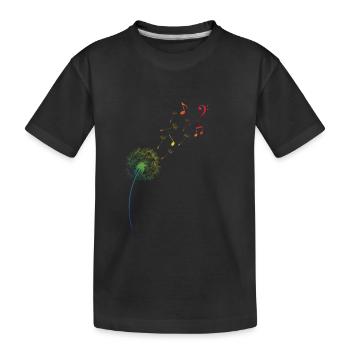 Regenbogen Pusteblume Löwenzahn Noten Musik - Kinder Premium Bio T-Shirt - Schwarz - Vorne