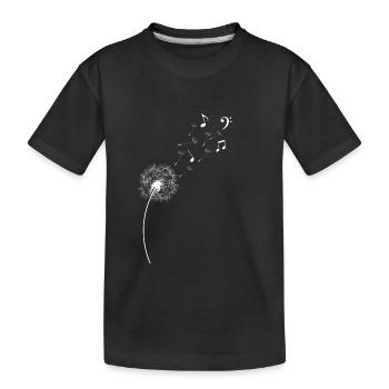 Regenbogen Pusteblume Löwenzahn Noten Musik - Kinder Premium Bio T-Shirt - Schwarz - Vorne