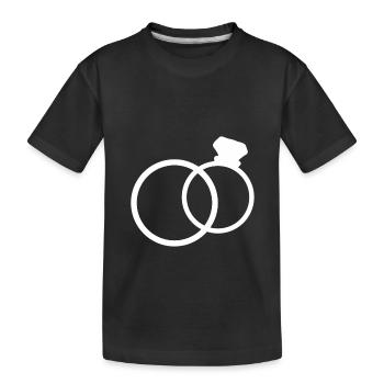 Mariage anneaux fiançailles partie de bachelorette mariage coeur amour mariage - T-shirt bio Premium Enfant - noir - Devant