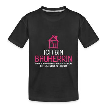 Bauherr Baumeister Hausbau Bauherrin Geschenk - Kinder Premium Bio T-Shirt - Schwarz - Vorne