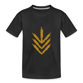 Down arrow icon gold - Kids' Premium Organic T-Shirt - black - Front