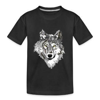 Wolf dark - Kids' Premium Organic T-Shirt - black - Front