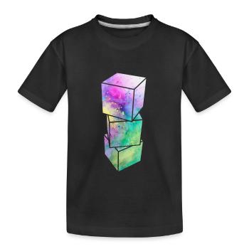 3D Cube - Kids' Premium Organic T-Shirt - black - Front