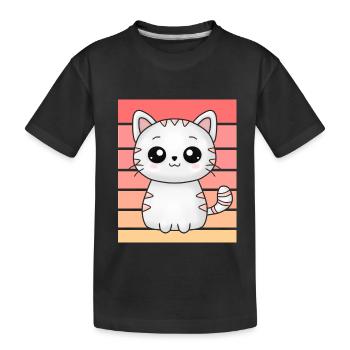 Petit chat mignon au coucher du soleil - T-shirt bio Premium Enfant - noir - Devant