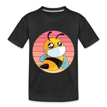 Abeille avec protège-dents au coucher du soleil - T-shirt bio Premium Enfant - noir - Devant