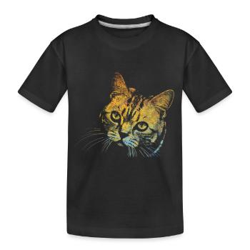 Face Cat - Kids' Premium Organic T-Shirt - black - Front