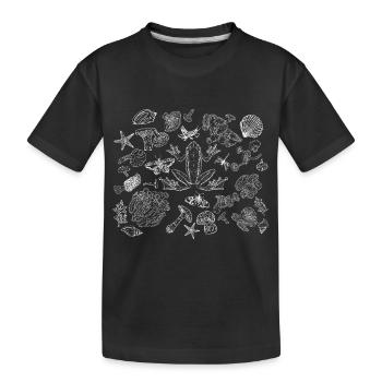 Cottagecore Aesthetic Frog Mushrooms - Kids' Premium Organic T-Shirt - black - Front