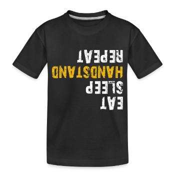 Essen Schlaf Handstand wiederholen - Kinder Premium Bio T-Shirt - Schwarz - Vorne