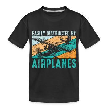 Facilement distrait par le pilote d’aviation Des avions - T-shirt bio Premium Enfant - noir - Devant