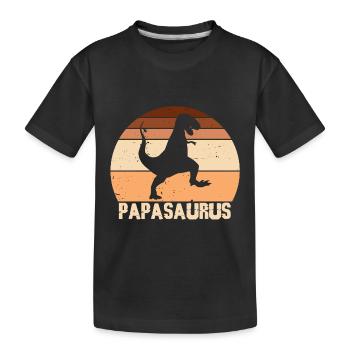 Papasaurus Papa Retro Vintage Father's Day - Kids' Premium Organic T-Shirt - black - Front