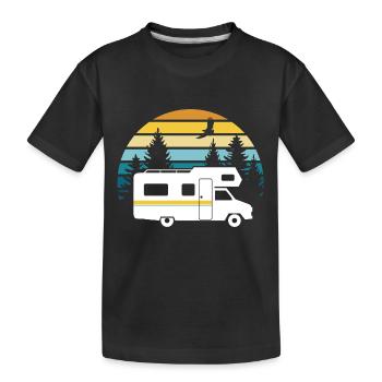 Wohnmobil in der Natur Campen Camping Caravan - Kinder Premium Bio T-Shirt - Schwarz - Vorne
