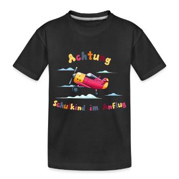 Schulkind Schulanfang Schulanfänger Erste Klasse - Kinder Premium Bio T-Shirt - Schwarz - Vorne