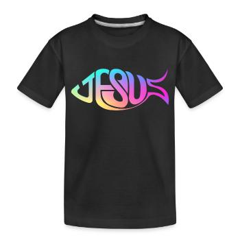 Jesus Fish Rainbow - Kids' Premium Organic T-Shirt - black - Front