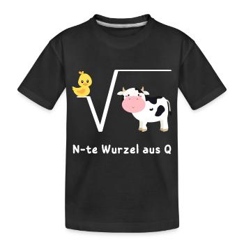 Ente Wurzel aus Kuh, N-te Wurzel aus Q, Mathe Witz - Kinder Premium Bio T-Shirt - Schwarz - Vorne