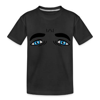 Blue Sad Eyes Design - Kids' Premium Organic T-Shirt - black - Front
