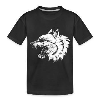 Wolf Illustration - Kids' Premium Organic T-Shirt - black - Front