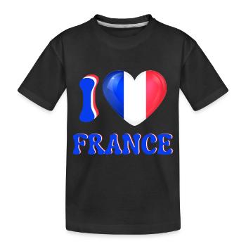Ich liebe Frankreich Blau Weiß Rot Flagge Herz - Kinder Premium Bio T-Shirt - Schwarz - Vorne