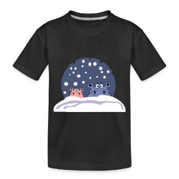 noël neige hippopotame enfants hippopotame - T-shirt bio Premium Enfant - noir - Devant