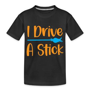 Ich fahre einen Stock - Halloween-Humor - Kinder Premium Bio T-Shirt - Schwarz - Vorne