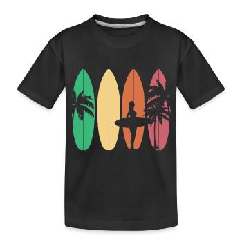 Surfing Surfboard Surfer Geschenksidee - Kinder Premium Bio T-Shirt - Schwarz - Vorne