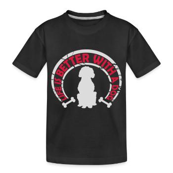 better with a dog - Kids' Premium Organic T-Shirt - black - Front