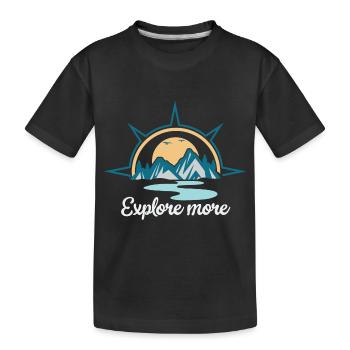 Entdecke mehr. explore more. wandern, erkunden, - Kinder Premium Bio T-Shirt - Schwarz - Vorne