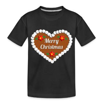 Frohe Weihnachten Lebkuchenherz Geschenk - Kinder Premium Bio T-Shirt - Schwarz - Vorne