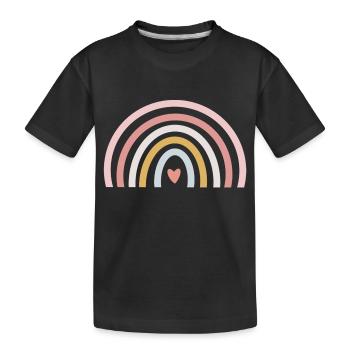 Pastell Regenbogen - Kinder Premium Bio T-Shirt - Schwarz - Vorne