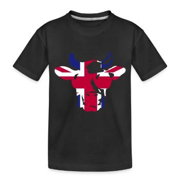 Großbritannien UK Kuh mit Sonnenbrille - Kinder Premium Bio T-Shirt - Schwarz - Vorne