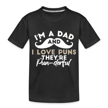 Je suis papa et j’adore les jeux de mots - T-shirt bio Premium Enfant - noir - Devant