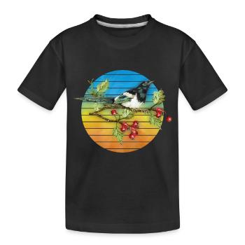 Bunter Vogel - Kinder Premium Bio T-Shirt - Schwarz - Vorne