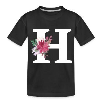 Letter h floral - Kids' Premium Organic T-Shirt - black - Front