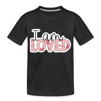 Positive Affirmation - i am loved - Kids' Premium Organic T-Shirt - black - Front