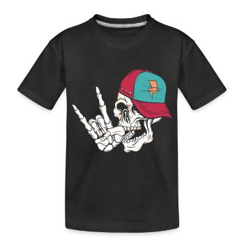 Rock Skull - Kinder Premium Bio T-Shirt - Schwarz - Vorne