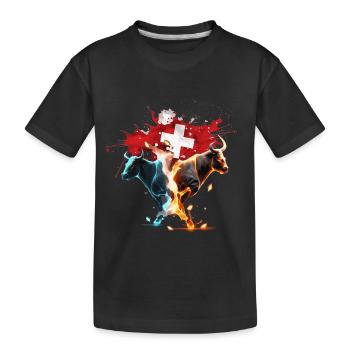 Eringer, Schweizer geometrische Eringskuh - Kinder Premium Bio T-Shirt - Schwarz - Vorne